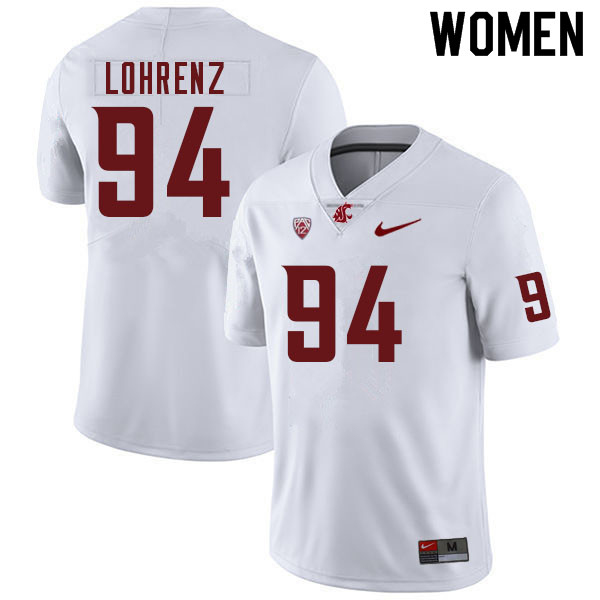 Women #94 Justin Lohrenz Washington Cougars College Football Jerseys Sale-White - Click Image to Close